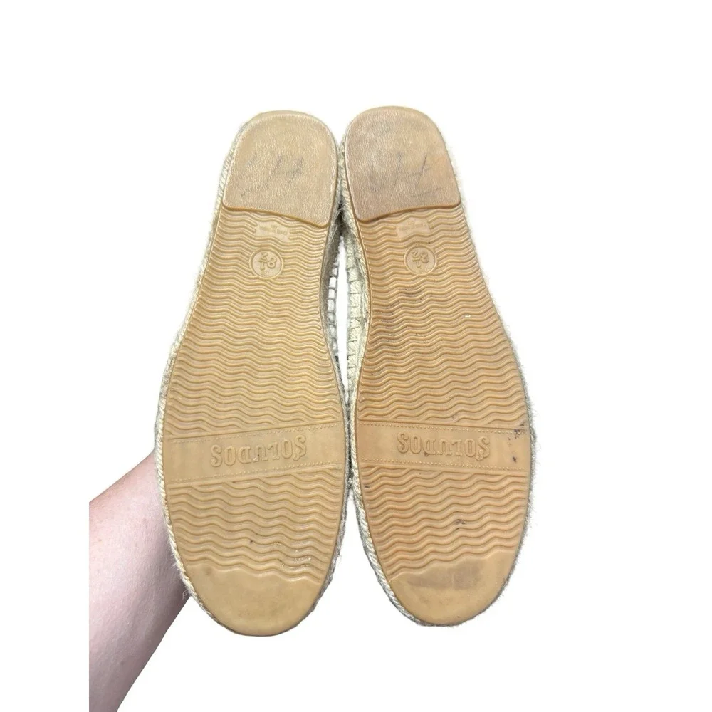 Soludos Women's‎ Size 8.5 Espadrilles Black Leather Platform Slip On Beachy Chic